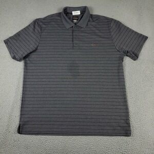 Greg Norman Polo Shirt Mens Size XL Gray Striped Golf Casual Short Sleeve *